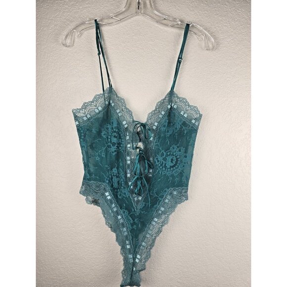 Victoria’s Secret Gold Label Teddy Lace Lingerie Bodysuit Green Vintage 90s Y2k - Picture 4 of 11